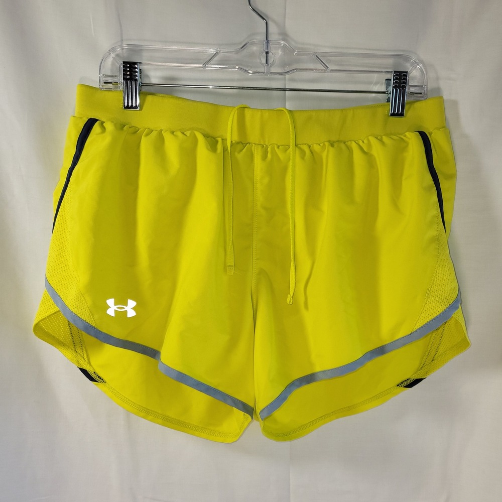 Under Armour Womens Fly By 2.0 Running Shorts Starfruit Yellow Large HeatGear